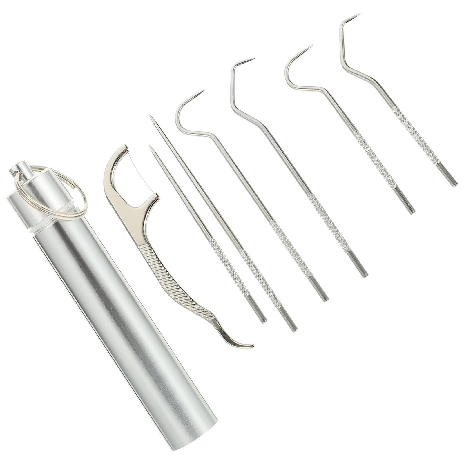 

Toothpickmetal Set Pick Kit Stainless Toothpicks Steelreusable Holder Removerplaque Teeth Keychain Picks Professional Cleaning