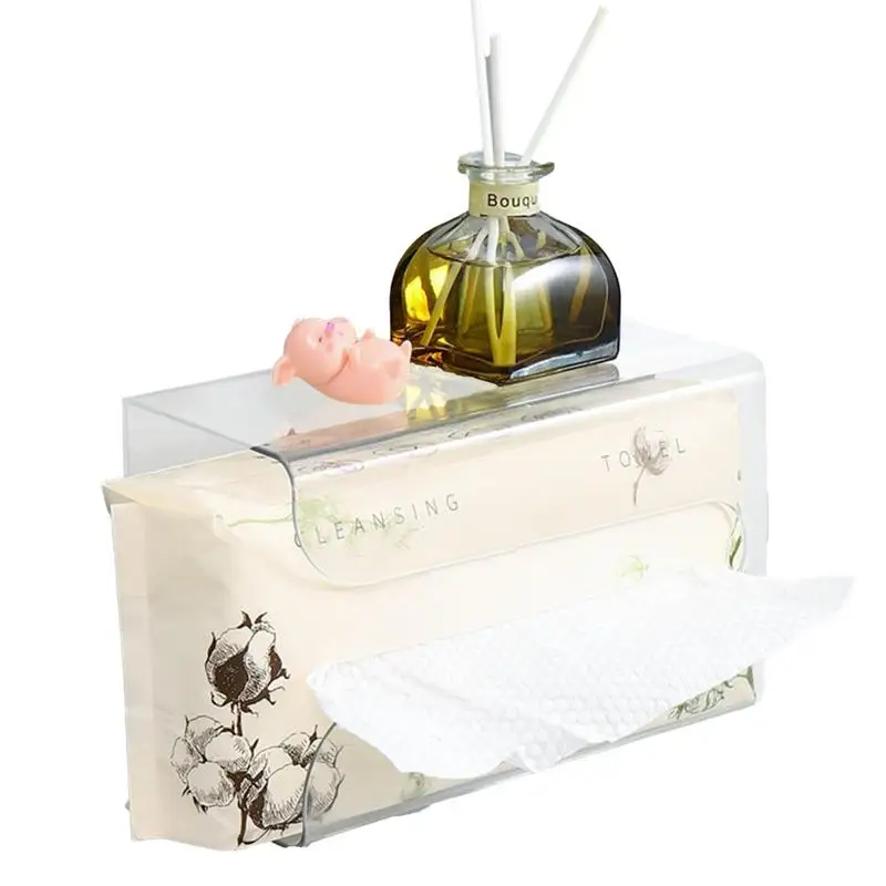 

Facial Tissue Box Holder For Wall Transparent Wall Tissue Box Without Nails Wall Napkin Box Modern Home Office Supplies Storage