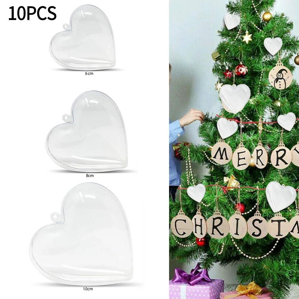 

10PCS Transparent Open Plastic Christmas Ornament Ball Clear Bauble For Xmas Party Kids Gift Present Box Decorations