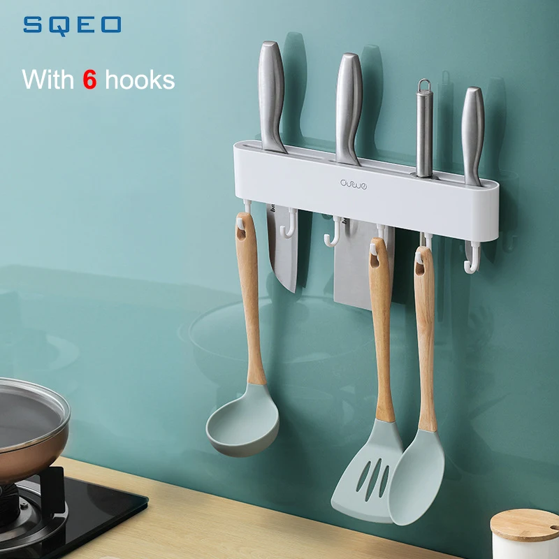 

SQEO Multifunction Wall Mounted Kitchen Knife Storage Container Cutlery Organizer Kitchen Knives Holder Utensils Organizer