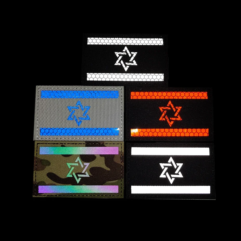 Модные цвета флаг Израиля резиновая ткань светоотражающий ИК-светящаяся нашивка