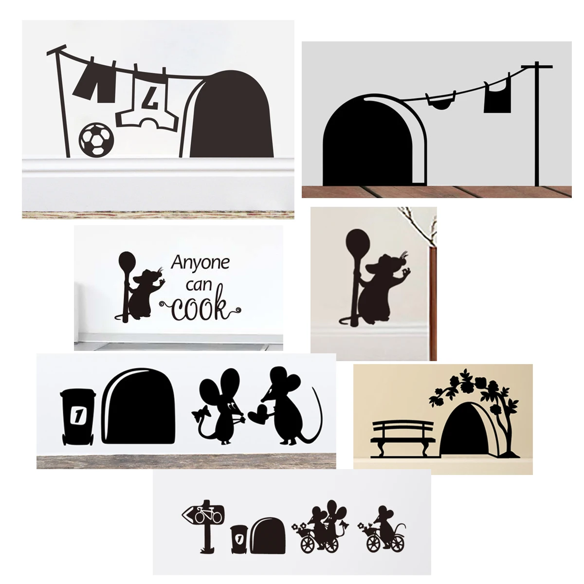

Funny Mouse Hole Wall Stickers Living Room Decor Waterproof PVC Home Decoration Art Refrigerator Decals Creative DIY Decoration
