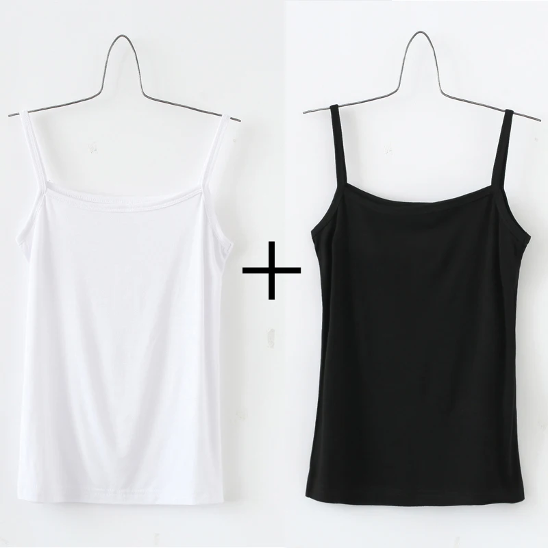 Women Camisoles Summer Girl Sexy Strap Cotton Sleeveless Thin Camisole Vest Solid Top Simple Base Vest Tops Female Undies images - 6