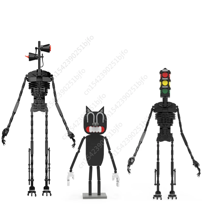 Moc Horror Game Scene Siren Head Classic Mechanical Monster Building Block Assembly Model Black Mechanical Robot Boy Toy Gift