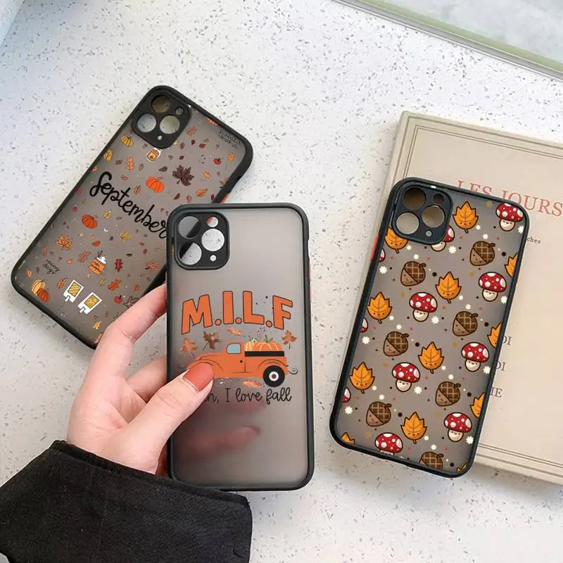 

happy autumn pumpkin fall maple leaf Phone Case matte transparent For iphone 11 12 13 7 8 plus mini x xs xr pro max cover