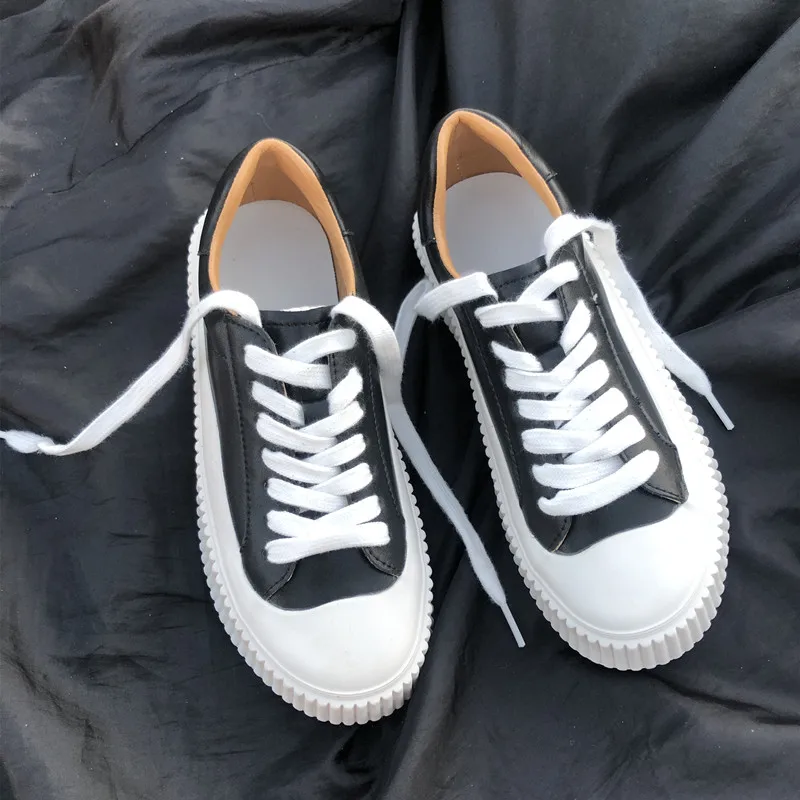 

In The Spring of 2022, Leather Increased And Slimming Round Head Lace-Up Increased Thick-Soled Casual Shoes, White Shoes Women