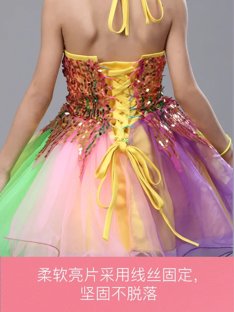 Детский костюм для девочек пышная юбка платье принцессы танцевальный хора