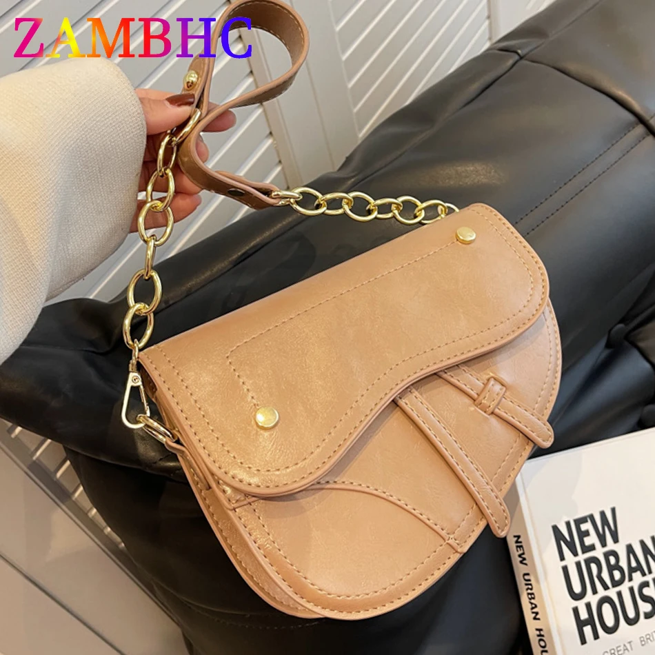 

Vintage Women's Saddle Bag Famous Brand Soft PU Leather Handbags Designer Fashion Shoulder Crossbody Bags for Women 2022 Spring