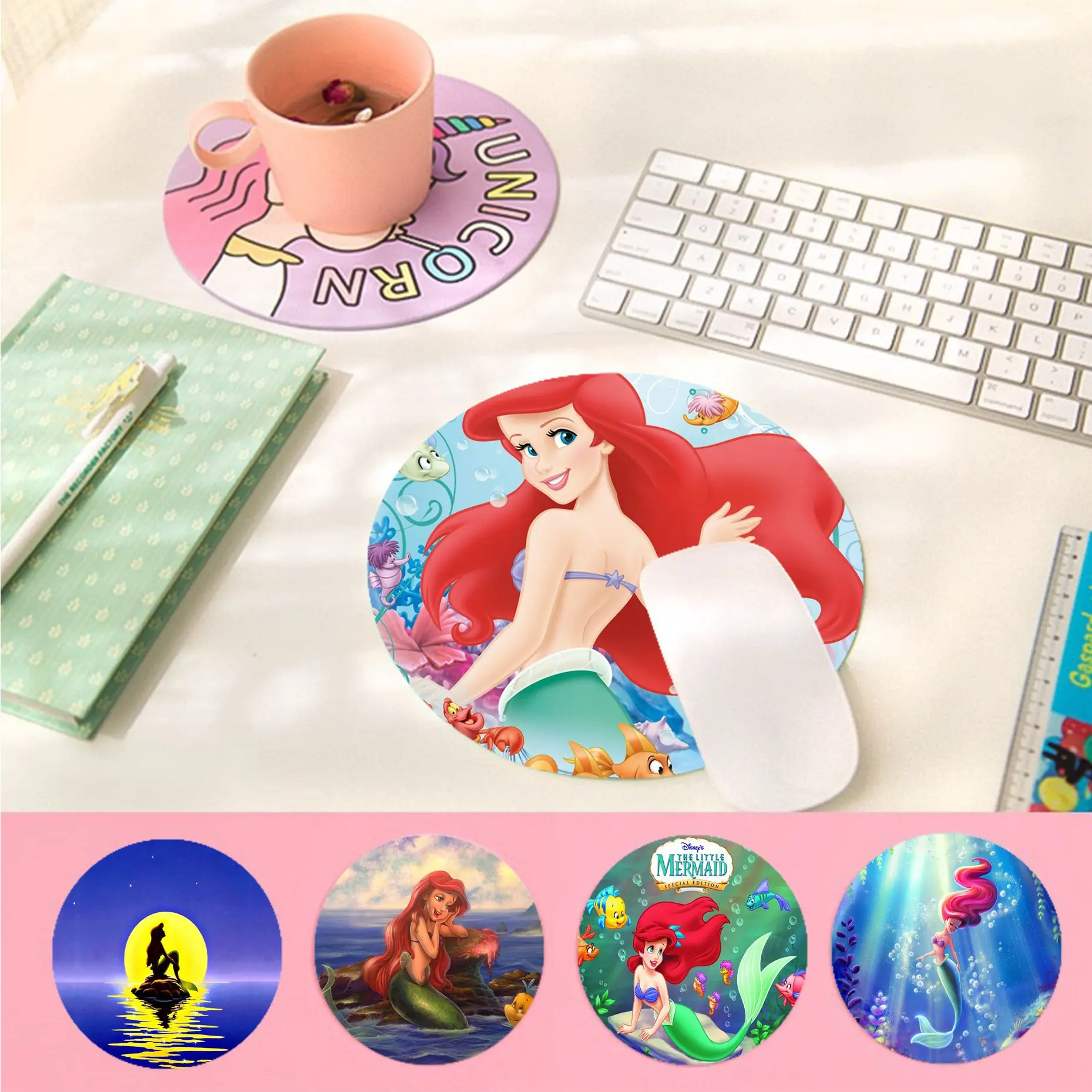 Disney The Little Mermaid Small Office Computer Desk Mat Table Keyboard Big Mouse Pad Laptop Cushion Non-slip Writing Desk Mats  - buy with discount