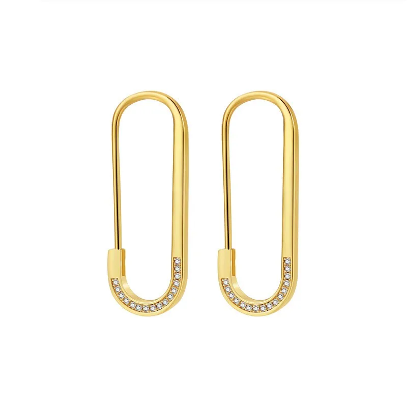 

Gold Color Safety Pin Earrings for Women Dainty Hypoallergenic Cubic Zirconia Paper Clip Drop Dangle Earrings Jewelry Gift