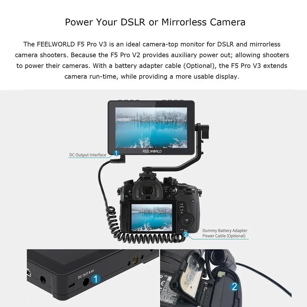 FEELWORLD F5 PRO V4 6-дюймовый сенсорный экран 3D LUT Field Monitor DSLR-камера с внешним комплектом питания F970 Входной выход HDMI 4K (art.: 3920d2fbc9136) - 3920d2fbc9136