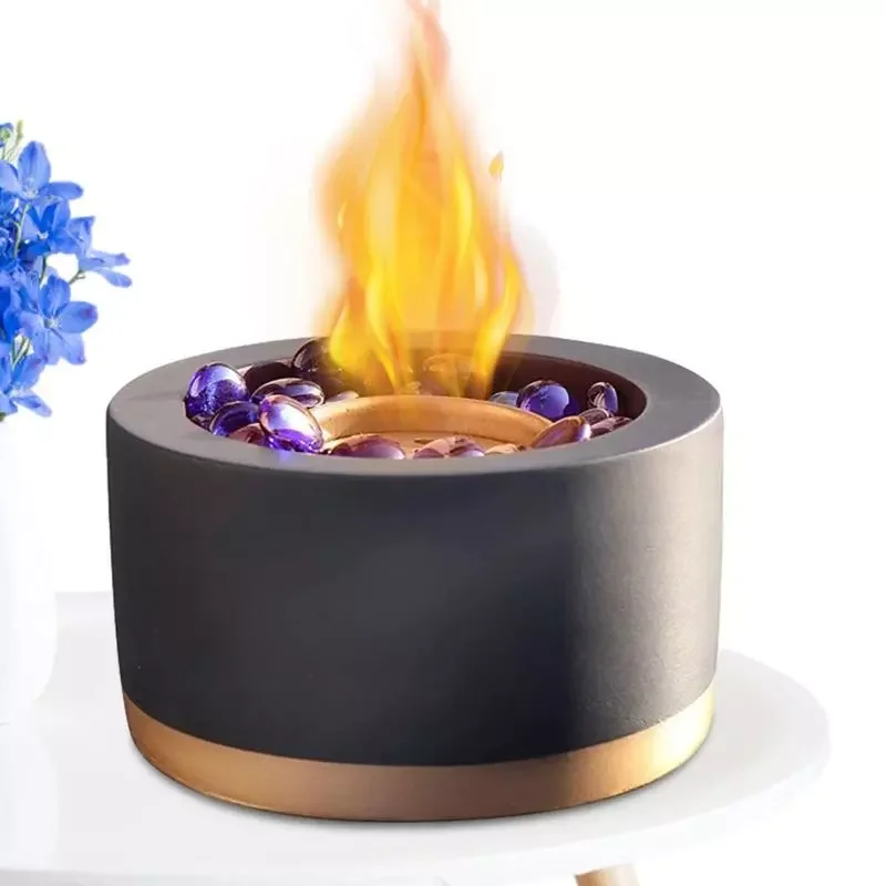 

Портативная настольная миска для огня, бетонный столешница для потирания камина, мини-камин для дома, долгое горение
