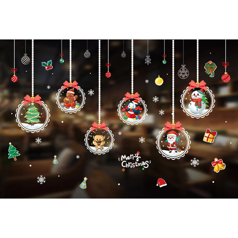 1* Christmas Wall Stickers Removable Xmas Glass Decals Clings For Home Decor Xmas Snowflakes Decals For Christmas