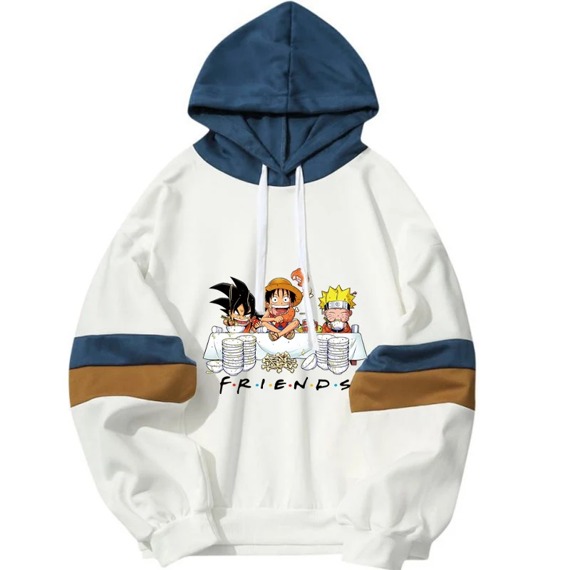 

Anime Couple's Hoodie Men/women Manga Cartoon Sweatshirt Kawaii Friends Eating Noodles Hoody Harajuku Graphic Streetwear Unisex