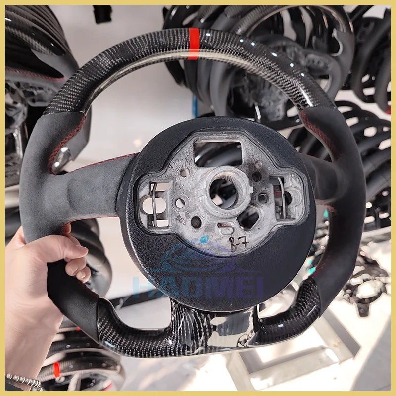 Рулевое колесо из натуральной черной кожи и углеродного волокна на заказ для Audi A7