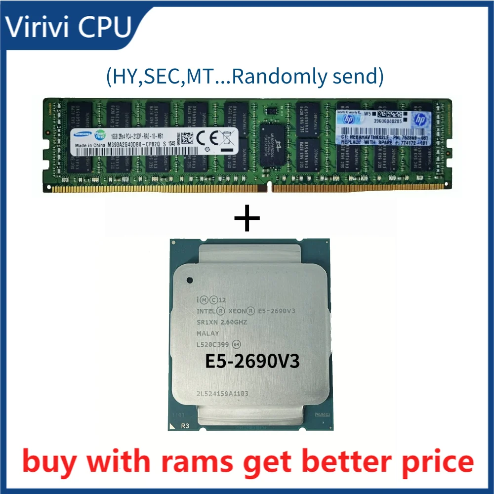 

DDR4 16G Server ram 2133Mhz with E5 2690V3 Processor SR1XN 2.6Ghz 12 Core 30MB Socket LGA 2011-3 CPU