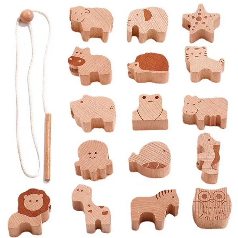 

Lacing Beads Wood Biteable Animal Beads For Kids Stringing Farm Animals Lacing Beads Preschool Toy For Toddler Boys Girls