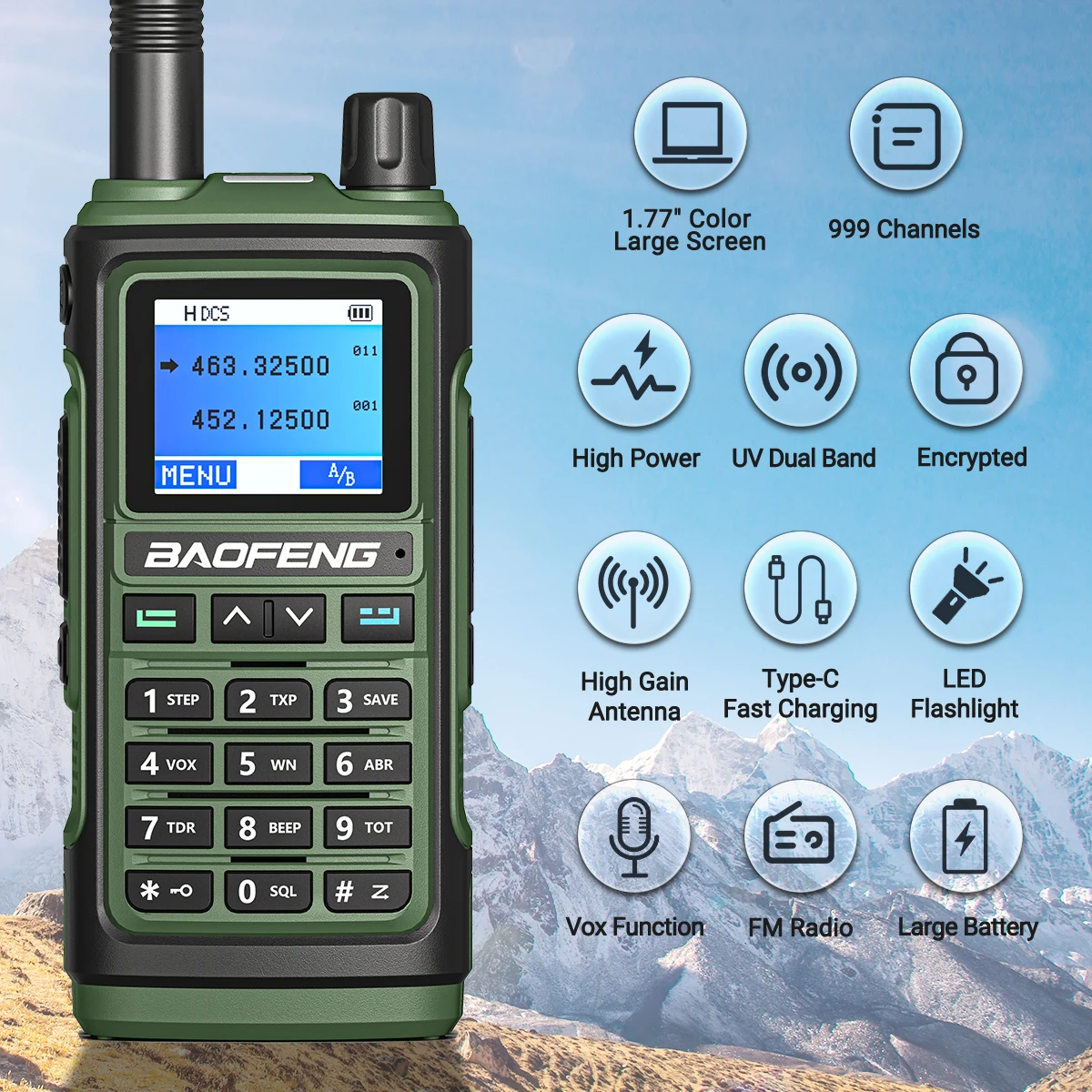 2Pcs Baofeng UV-17 Pro 10W Walkie Talkie Type-C 16 KM Long Range Radio Ham Radio Comunicador UV 5r Upgrade Two Way Radio enlarge