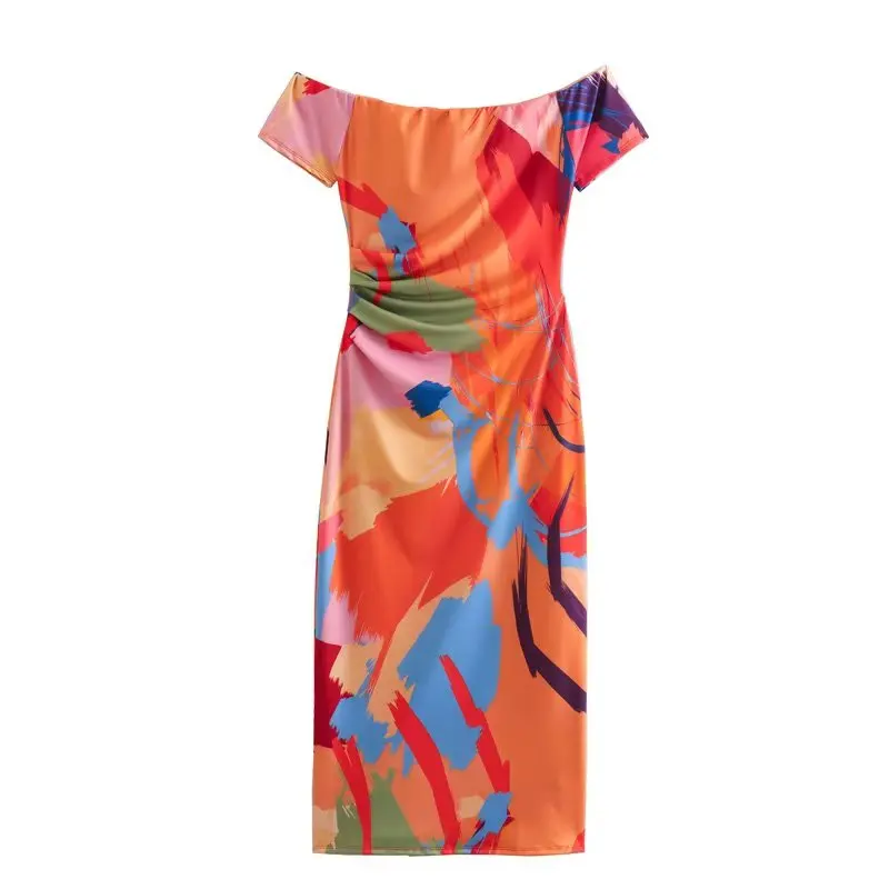 

Tube Top Tight Dress Women's Summer 2023 New Chic Retro Print Holiday Dress Street Elegant Knitted Casual Youth Clothing