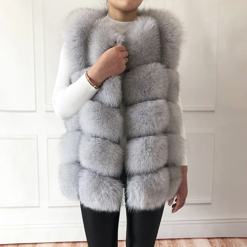 Best Sell Women Jacket Overcoat Genuine Leather Fox Fur Thick Winter Casual No Fur Real Fur Woman 0152