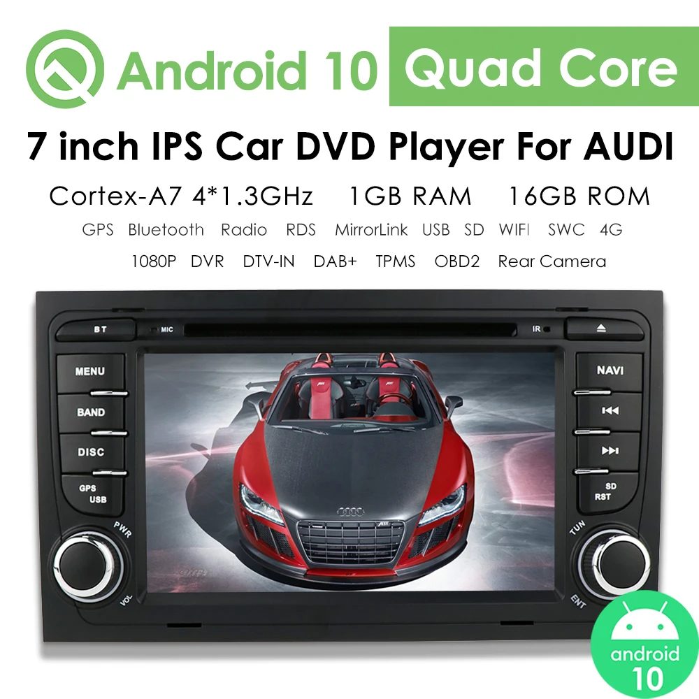 

Автомагнитола на Android 10, DVD-радио, мультимедийный плеер с GPS Навигатором, для Audi A4 S4 RS4 8E 8F B9 B7 B6 Seat Exeo AI Audio, 2 DIN, 7 дюймов, RDS