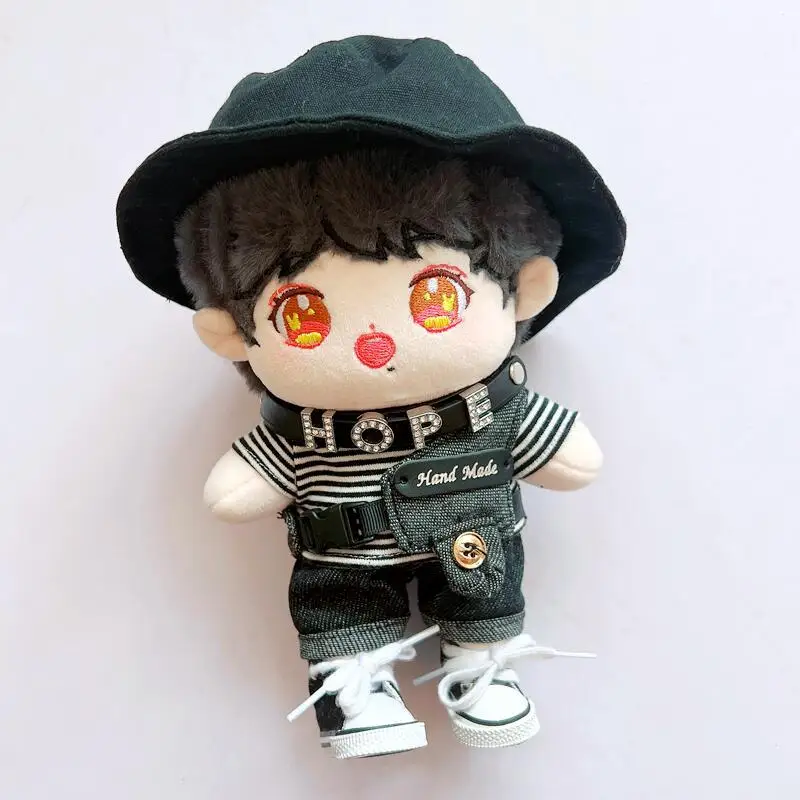 

20cm doll clothes Fisherman hat Vest shoes dolls accessories for our generation Korea Kpop EXO idol Dolls gift DIY Toys