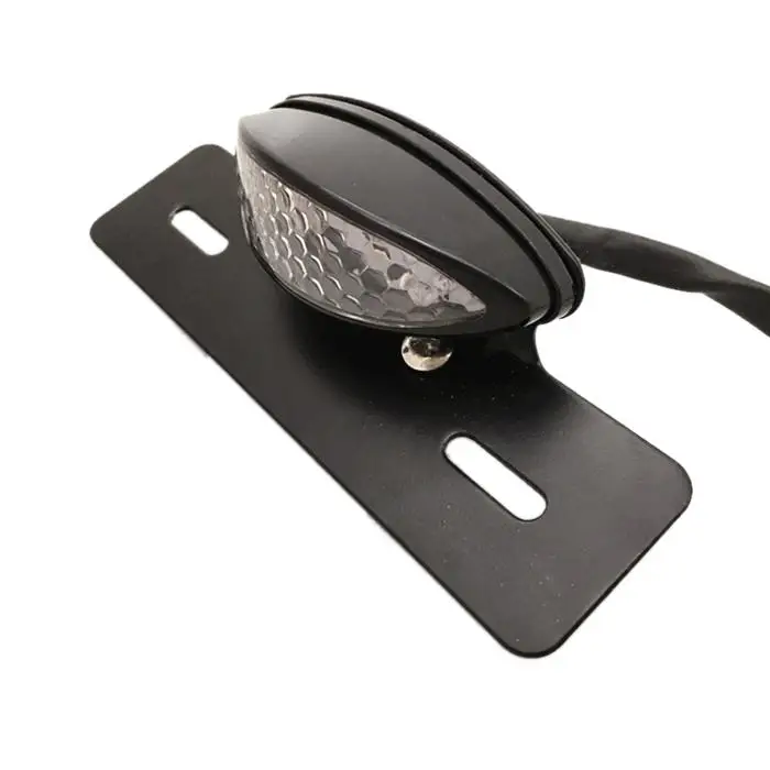 

Universal 12V Motorcycle License Plate Bracket Taillight Clear Lens Turn Signal Red LED Rear Lamp