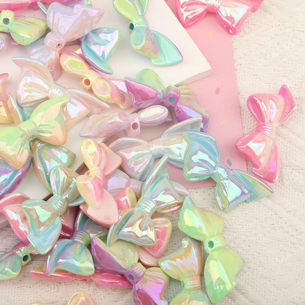 

Cordial Design 19*42MM 100Pcs DIY Hand Made Accessories/Aurora Effect/Jewelry Findings & Components/Acrylic Beads/Bowknot Shape