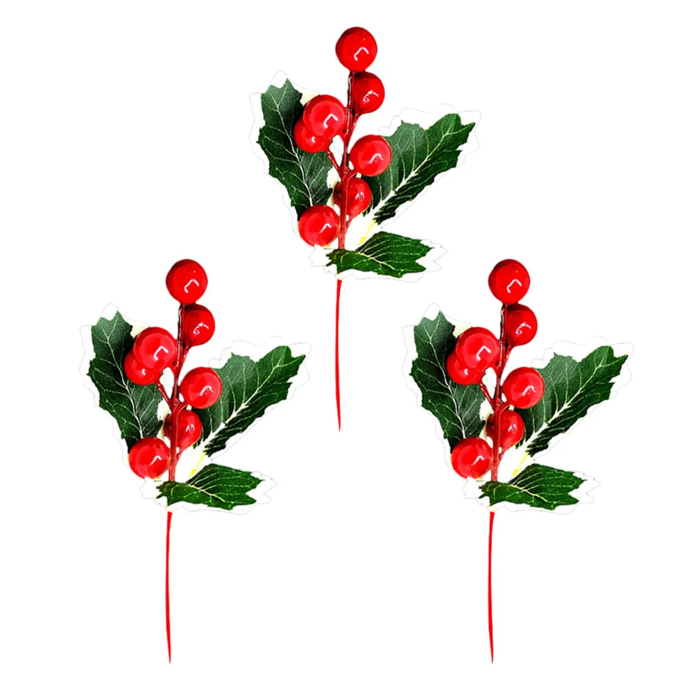 

Christmas Berry Picks Stems Holly Artificial Berries Branches Pine Faux Red Tree Decoration Flower Floral