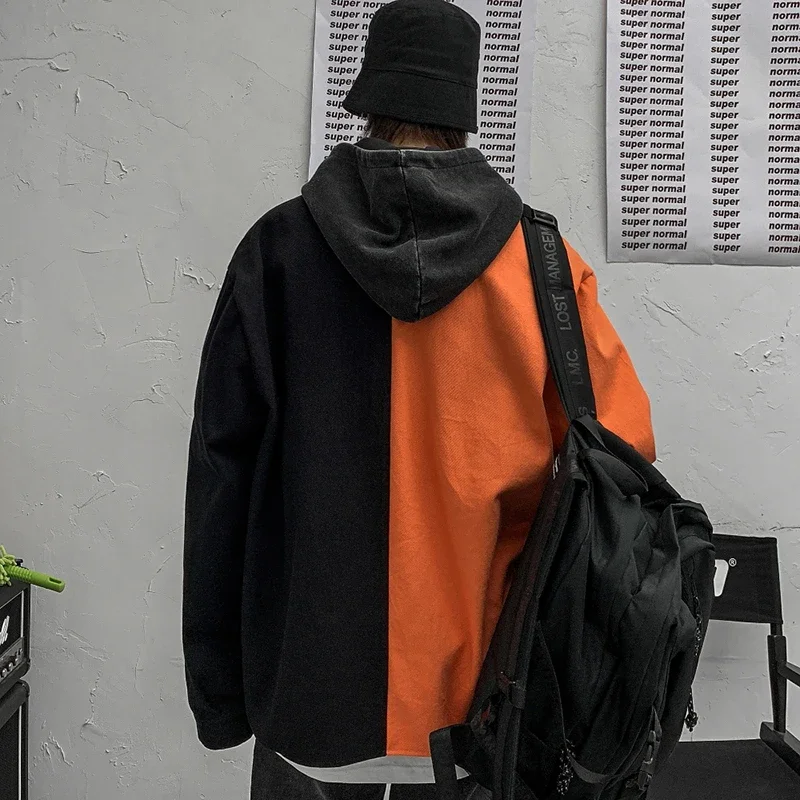 Притягательная Лоскутная куртка для мужчин мужская с ленточным карманом стиль