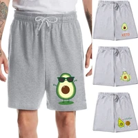 mens outdoor casual beach shorts for fitness running loose breathable elastic waist drawstring avocado print trend short pants
