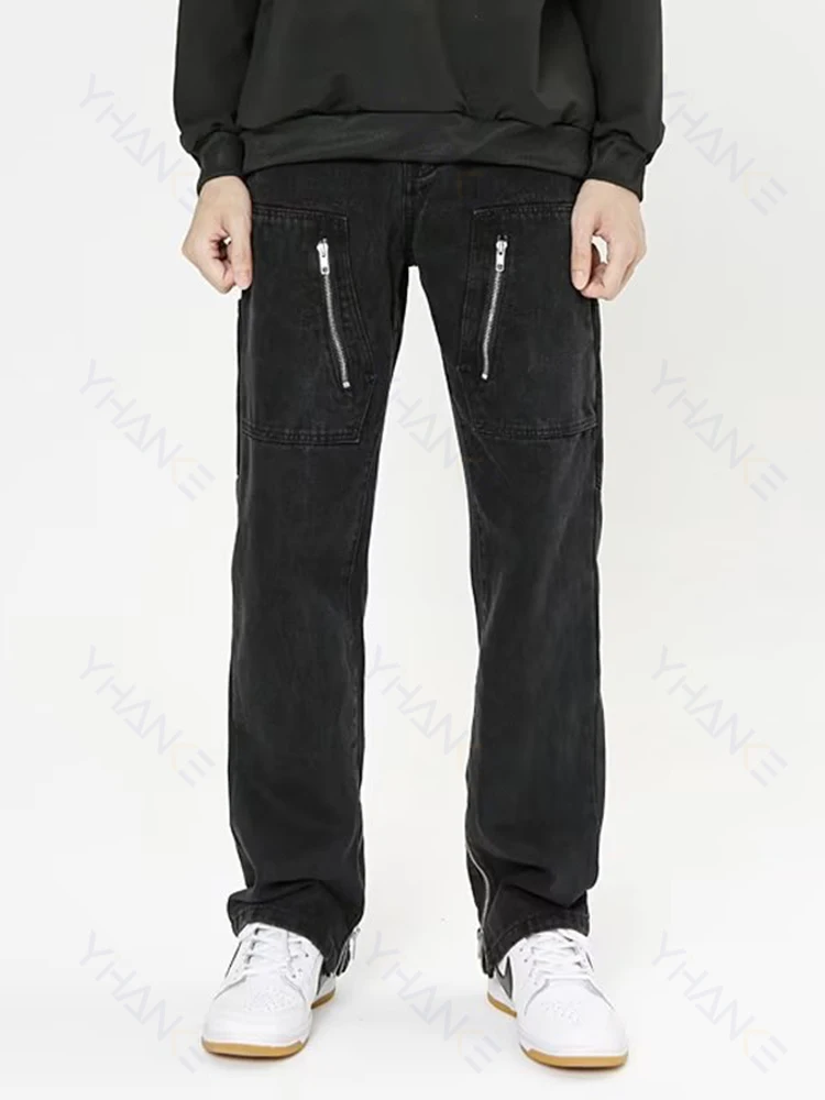 Men's Baggy Jeans Men Pants Streetwear Black Jeans Vintage Cargo Pants Men's Pants Split Pants Men Clothing Denim Pants Men