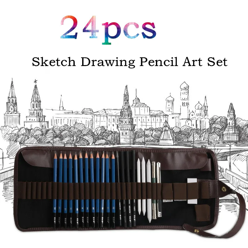 

24pcs Professional Painting Art Tools Sketch Graffiti Pencils for School Drawing Stationery Supplies Kid Oily Pencil Set Gift