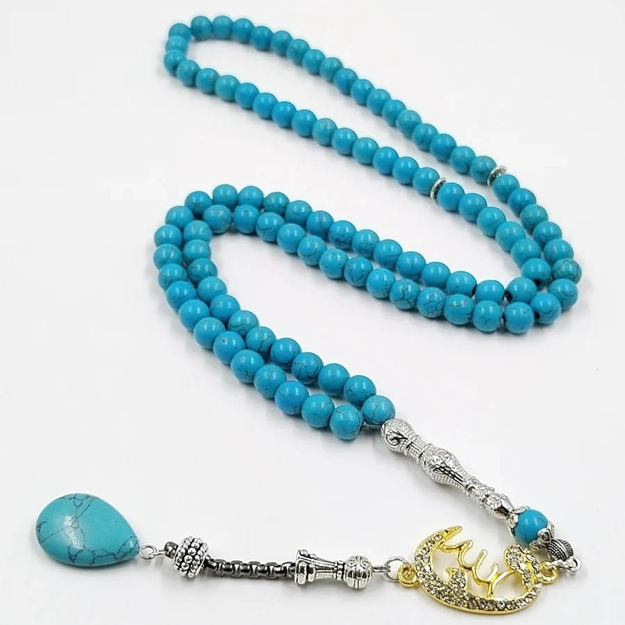 Фото Tasbih бирюзовый камень 99 100 молитвенные аксессуары Исламский подарок мусульманские браслеты №5