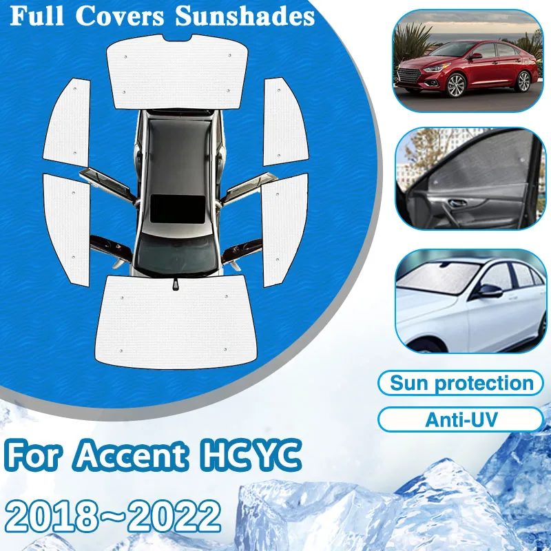 Для Hyundai Accent Verna Solaris HC YC Sedan 2018~2022 Полные солнцезащитные козырьки Солнцезащитные
