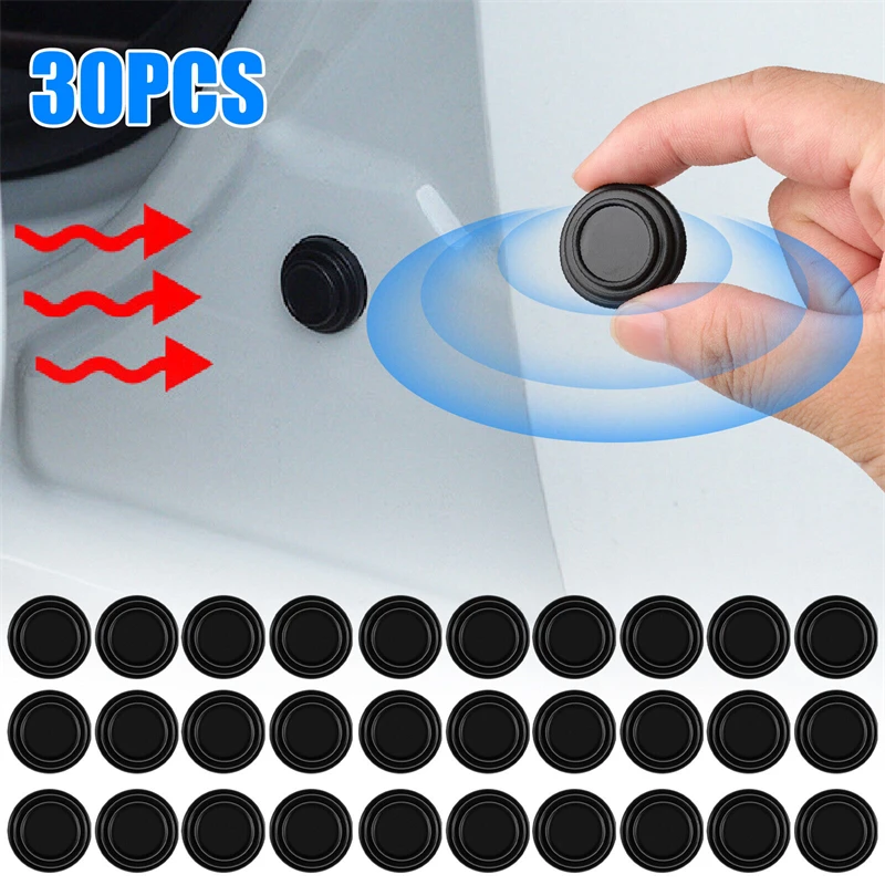 

30Pcs Car Door Anti-Shock Silicone Pad Shock-Absorbing Gasket Auto Soundproof Shockproof Sealing Rubber Pad Door Edge Sticker