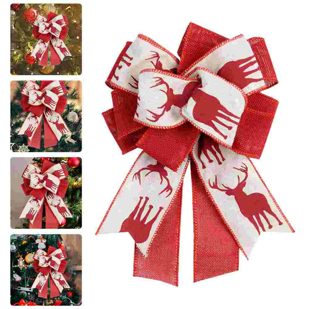 

Christmas Tree Bow Wedding Decoration Holiday Wrapping Bows Linen Xmas Ornament