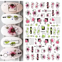 nail art decals geometric drawing lines chinese roses leafs back glue nail stickers decoration for nail tips beauty