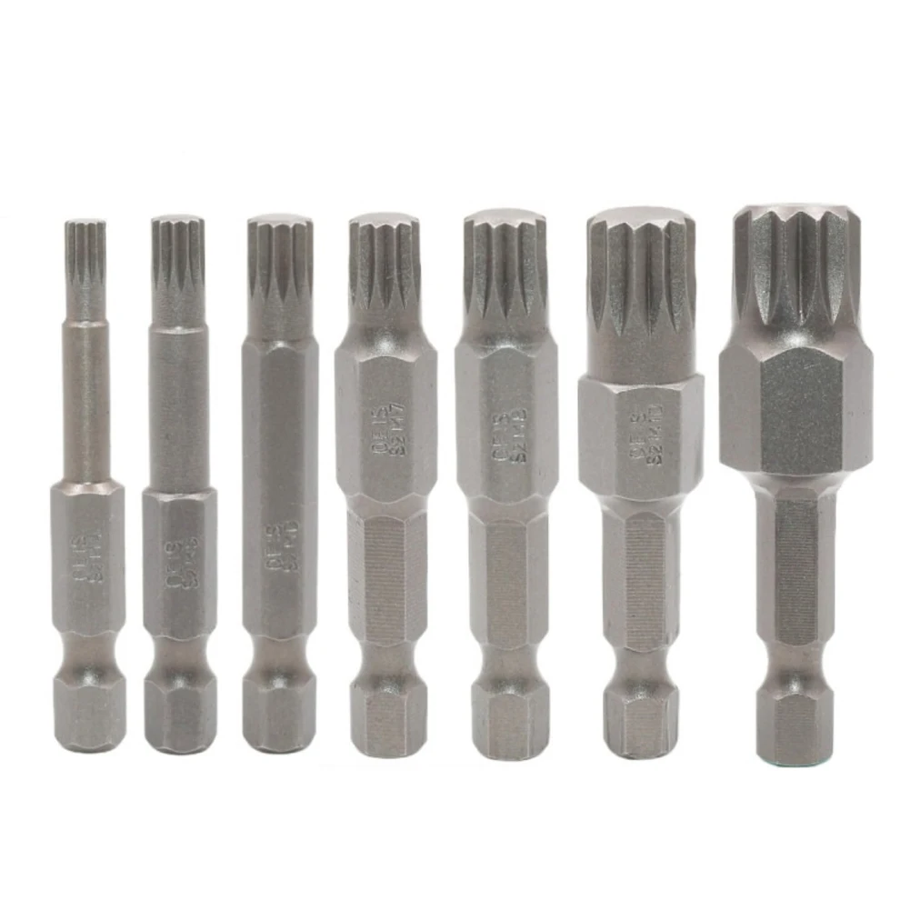 

1pc 50mm Torx Screwdriver Bit 6.35mm Hex Shank 12 Point Magnetic Batch Head M4-M12 For Electric Screwdriver Air Drill Tool Parts