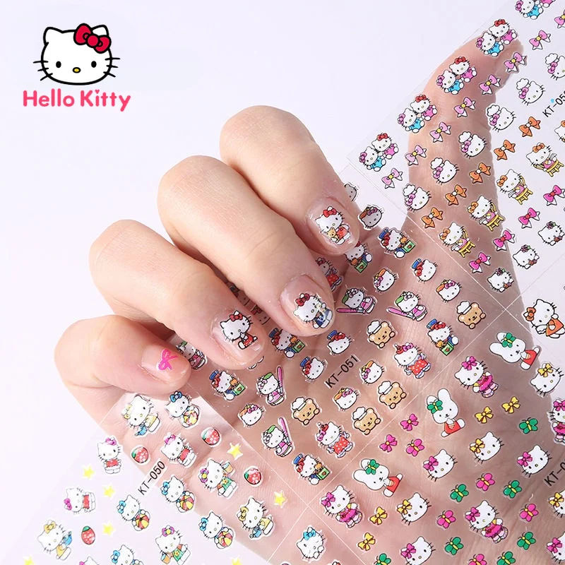

30pcs Hello Kitty Nail Stickers Cartoon Cute Print Waterproof 3D Nail Tattoo Stickers Mixed Adhesive Sticker Nail Art Decoration