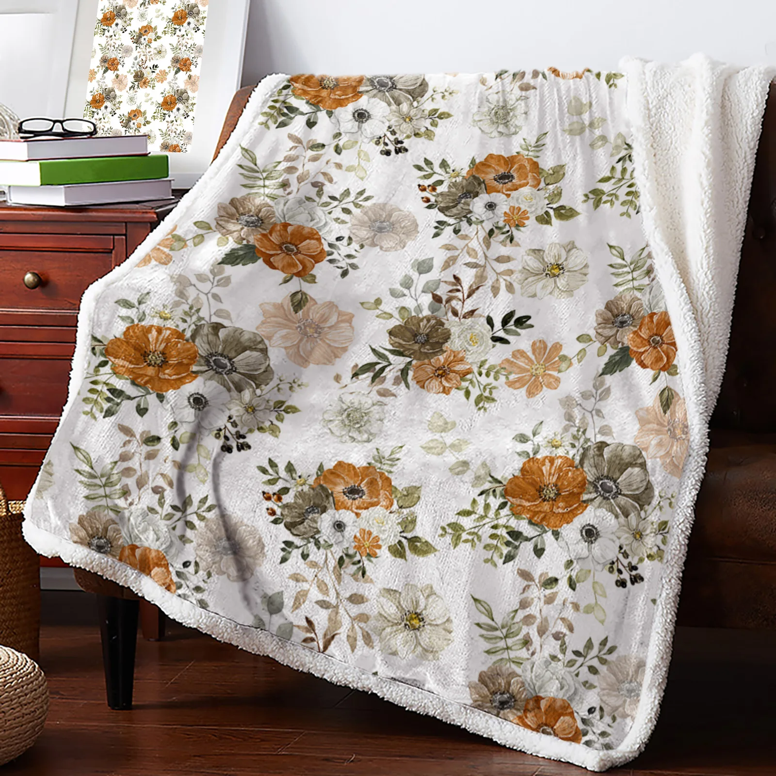 

Autumn Flower Eucalyptus Leaf Texture Blankets Winter Warm Cashmere Blanket Office Sofa Soft Throw Blanket Kids Bed Bedspread
