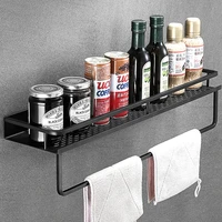 bathroom shelf black aluminum wall mounted square shampoo shelf cosmetic shelves kitchen nets shelf storage rack organizer rack