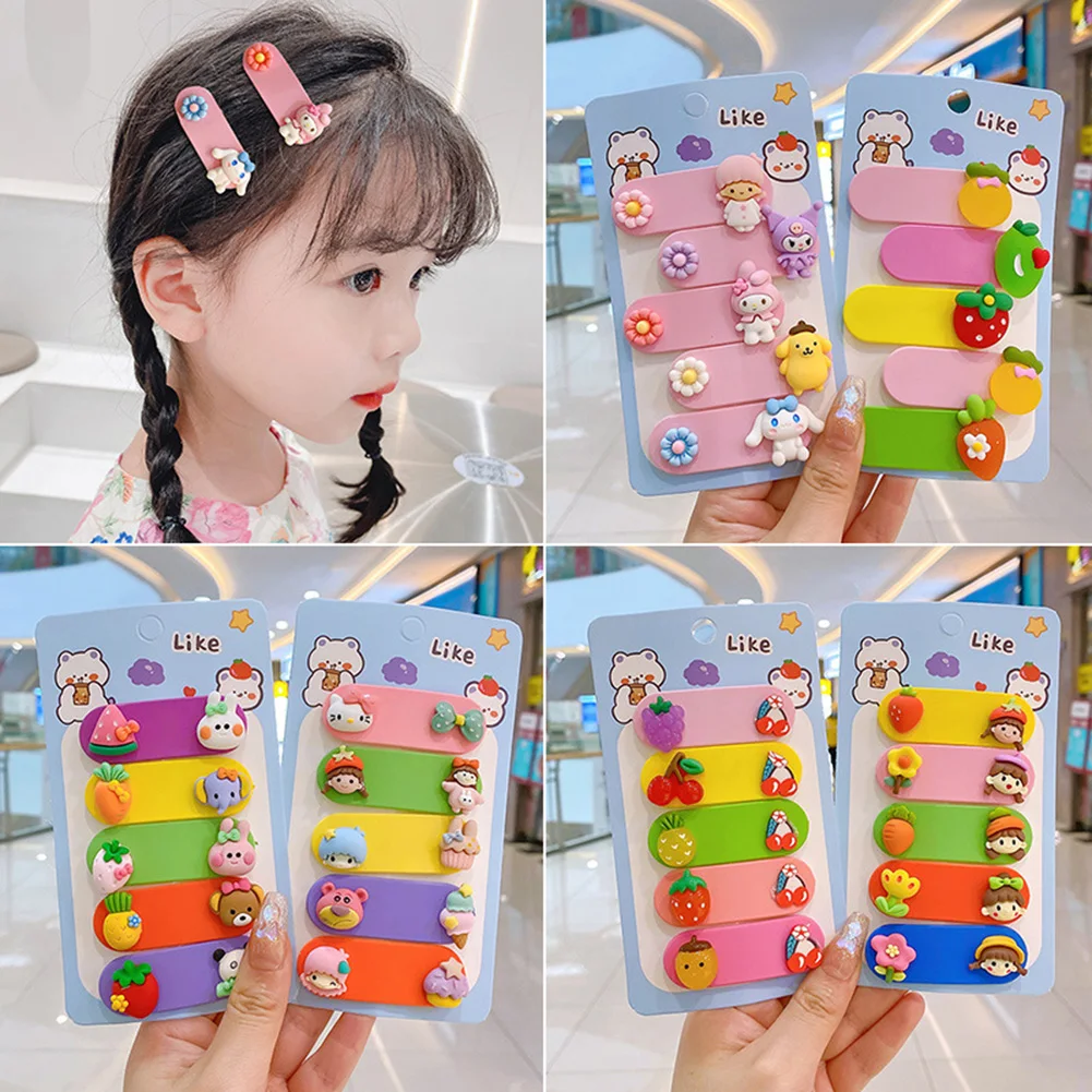 

5 шт./компл. детские милые зажимы для волос с цветочным орнаментом из мультфильма детские аксессуары в виде капли воды для девочек