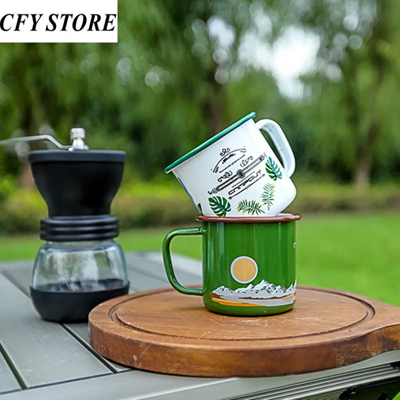 

270ml Outdoor Camp Enamel Beer Mug Home Accommodation Wine Cup Coffee Thickers Mugs Family Juice Water Drinking Beverage Utensil