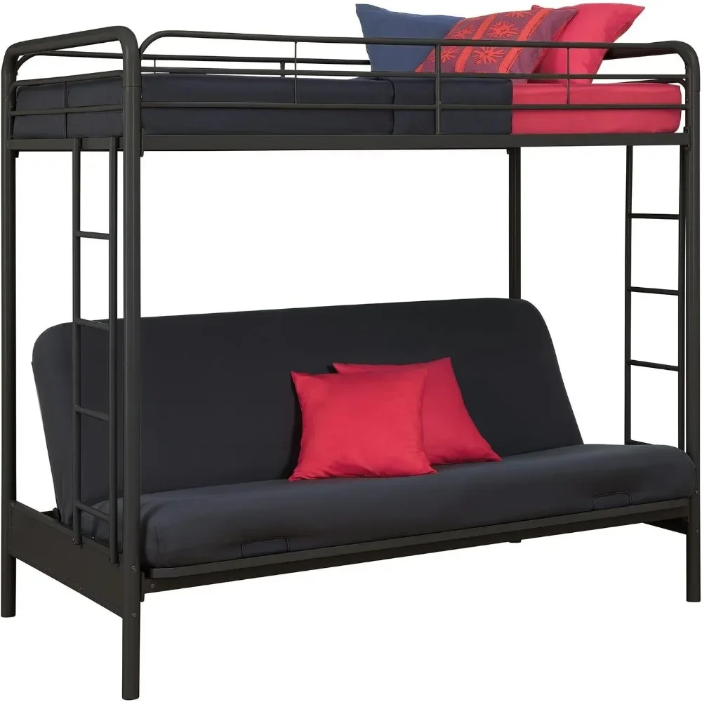 Металлическая двухъярусная кровать Twin over Futon черная
