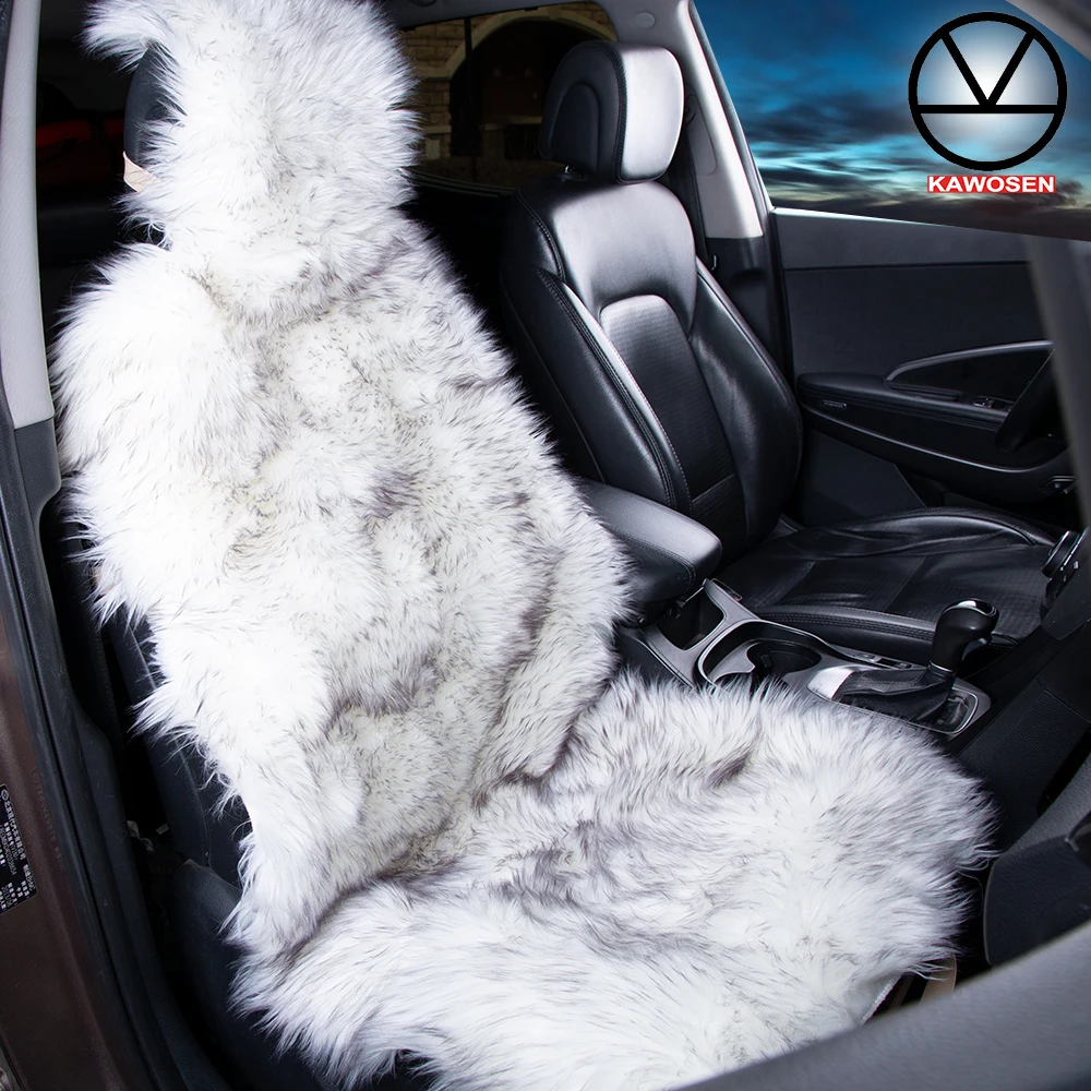 KAWOSEN 1 Piece Long Faux Fur Seat Cover, Universal Artificial Plush Car Seat Covers, Cute Plush Snow Seat Cushion LFFS02