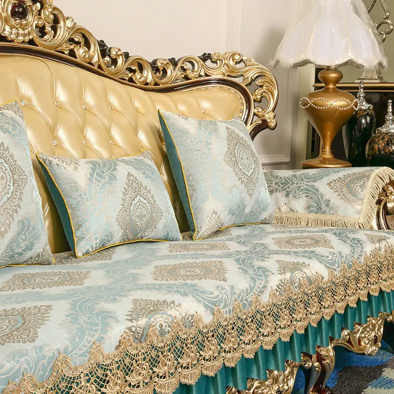 Luxury Jacquard 3 Seater Sofa Cover Lace Leather Couch Slip Covers Loveseat Armrest L Shape Towel European Decorative |