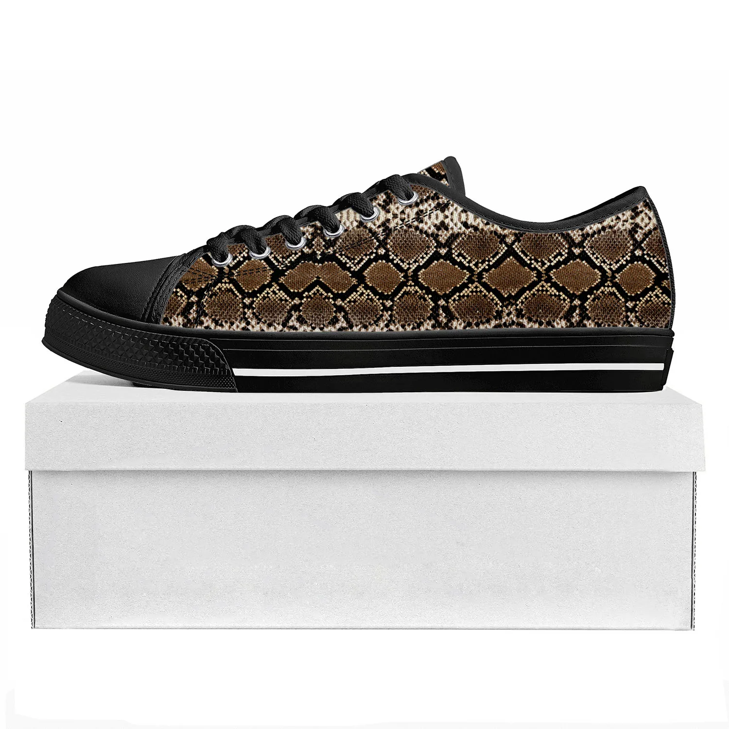 

Snake Skin Pattern Low Top High Quality Sneakers Mens Womens Teenager Canvas Sneaker Tide Printed Causal Couple Custom Shoe