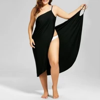 hot summer plus size beach sexy women solid color wrap dress bikini cover up sarongs