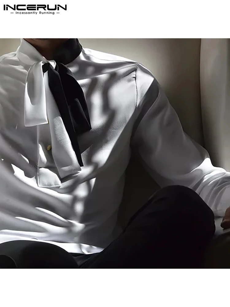 

Мужская Повседневная рубашка составного кроя с воротником-стойкой и длинными рукавами